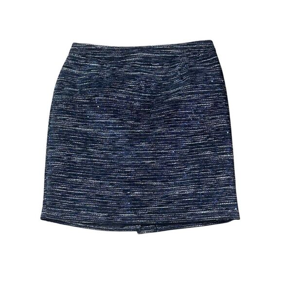 LAUNDRY by Shelli Segal Metallic Tiny Blue Sequined Skirt Size 6 - Picture 3 of 13